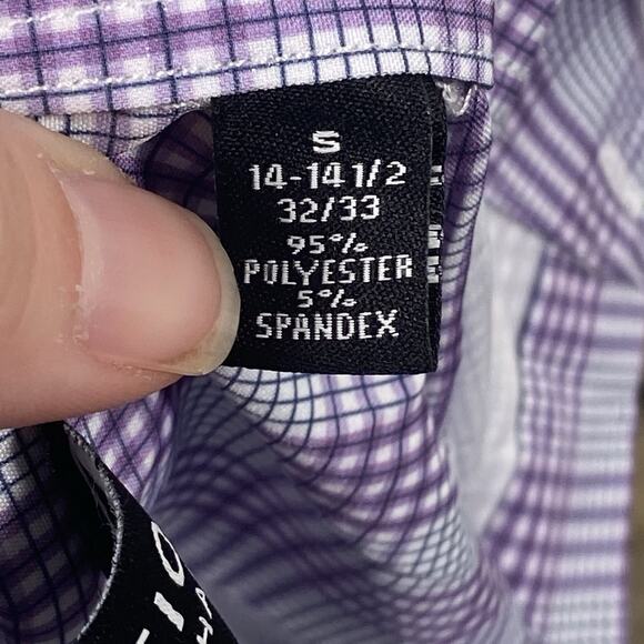 Collection by Michael Strahan Dress Shirt Small Purple Plaid Check Long Sleeve - Picture 3 of 5